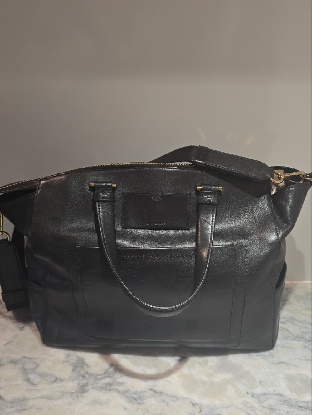 Reed Krakoff Large Black Leather Shoulder Tote with Gold Hardware - Picture 6 of 16